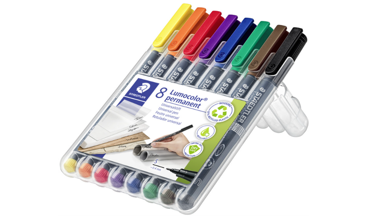 STAEDTLER Lumocolor Permanent Marker Pen Superfine Wallet of 8