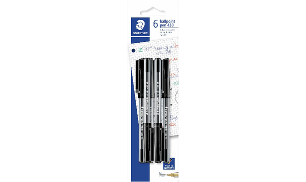 STAEDTLER Stick 430 Ballpoint Pen Medium Set of 6 Black
