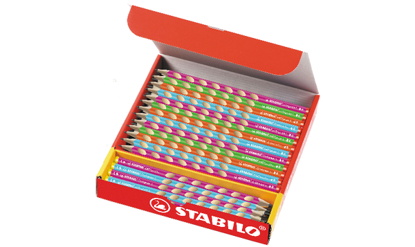 Thin Ergonomic Graphite Pencil - STABILO EASYgraph S - Classpack of 48 - 8 x Left-Handed and 40 x Right-Handed - Assorted Colours - HB