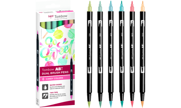 Tombow ABT Dual Brush Pen Candy Colours Set of 6