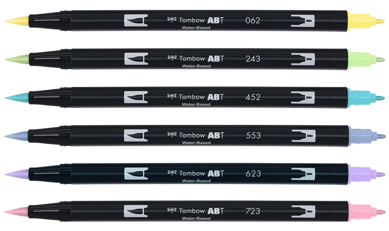 Tombow ABT Dual Brush Pen Pastel Colours Set of 6