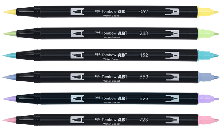 Tombow ABT Dual Brush Pen Pastel Colours Set of 6