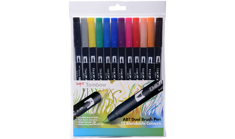 Tombow ABT Dual Brush Pen Primary Colours Set of 12