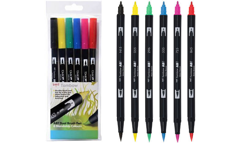 Tombow ABT Dual Brush Pens - Primary Colours (Pack of 6)