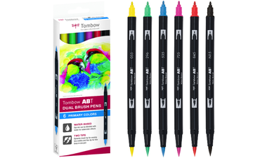 Tombow ABT Dual Brush Pen Primary Colours Set of 6