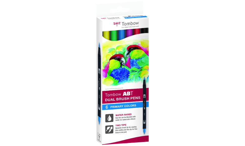 Tombow ABT Dual Brush Pen Primary Colours Set of 6