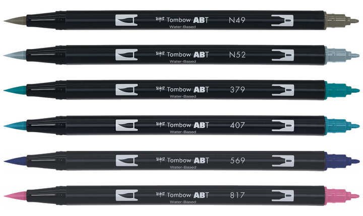 Tombow ABT Dual Brush Pen Vintage Colours Set of 6