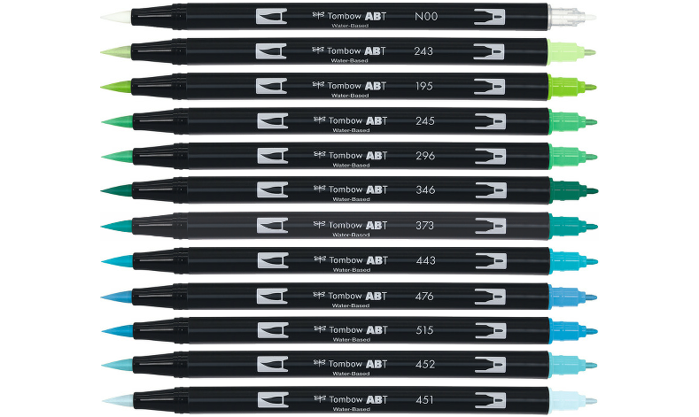 Tombow ABT Dual Brush Pen Ocean Colours Set of 12