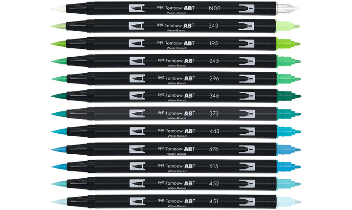 Tombow ABT Dual Brush Pen Ocean Colours Set of 12