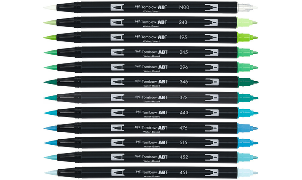 Tombow ABT Dual Brush Pen Ocean Colours Set of 12