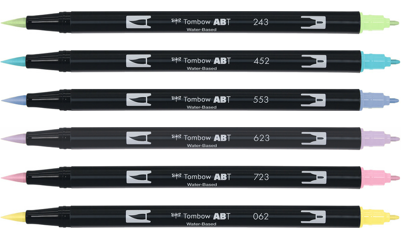 Tombow ABT Dual Brush Pen Pastel Colours Set of 6