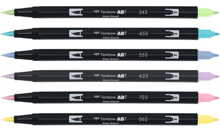 Tombow ABT Dual Brush Pen Pastel Colours Set of 6