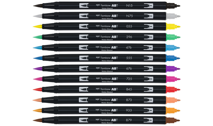 Tombow ABT Dual Brush Pen Primary Colours Set of 12