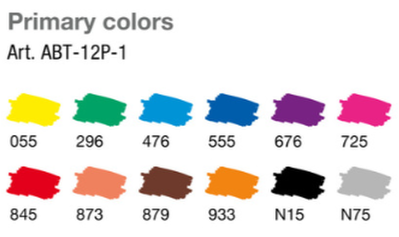 Tombow ABT Dual Brush Pen Primary Colours Set of 12