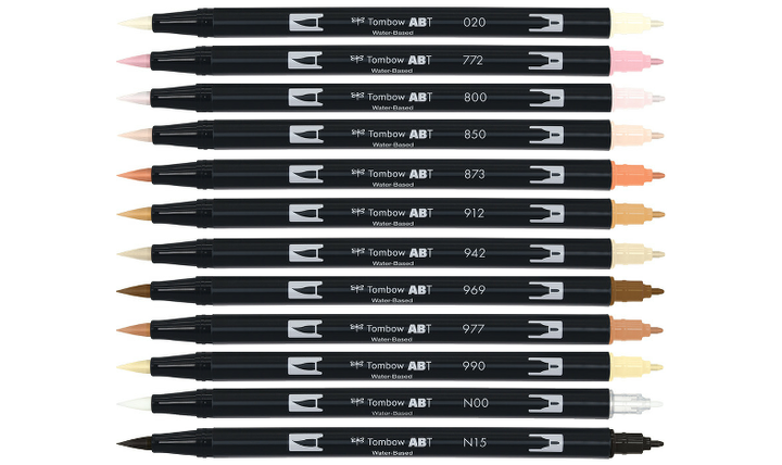 Tombow ABT Dual Brush Pen Skin Tones Set of 12
