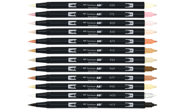 Tombow ABT Dual Brush Pen Skin Tones Set of 12
