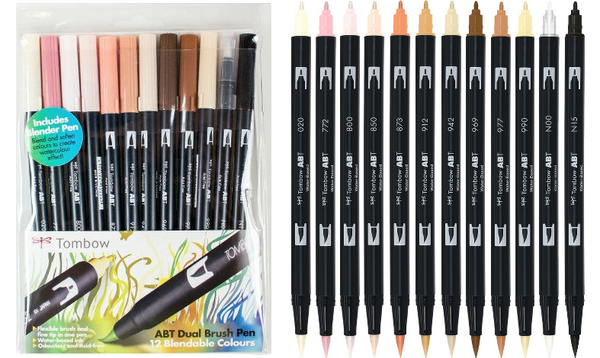 Tombow ABT Dual Brush Pen Skin Tones Set of 12