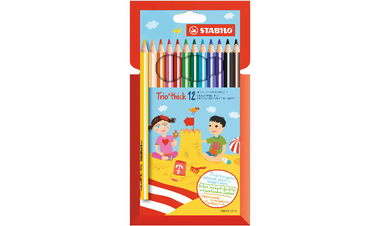 Triangular Colouring Pencil - STABILO Trio thick - Pack of 12 - Assorted Colours