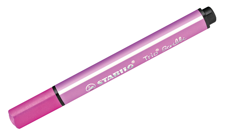 Triangular Fibre-Tip Pen - STABILO Trio Scribbi - Deskset of 12 - Assorted Colours