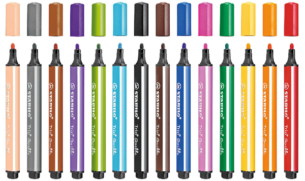 Triangular Fibre-Tip Pen - STABILO Trio Scribbi - Pack of 14 - Assorted Colours