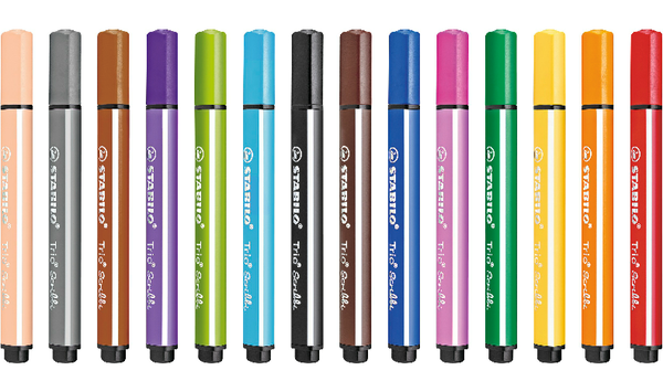 Triangular Fibre-Tip Pen - STABILO Trio Scribbi - Pack of 14 - Assorted Colours