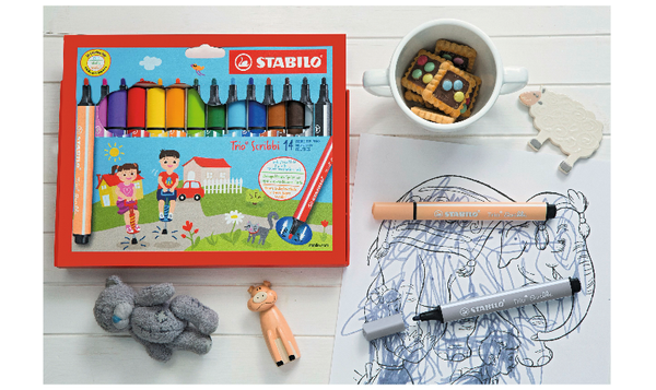 Triangular Fibre-Tip Pen - STABILO Trio Scribbi - Pack of 14 - Assorted Colours