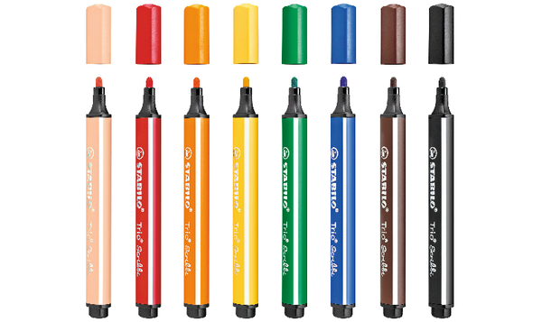 Triangular Fibre-Tip Pen - STABILO Trio Scribbi - Pack of 8 - Assorted Colours