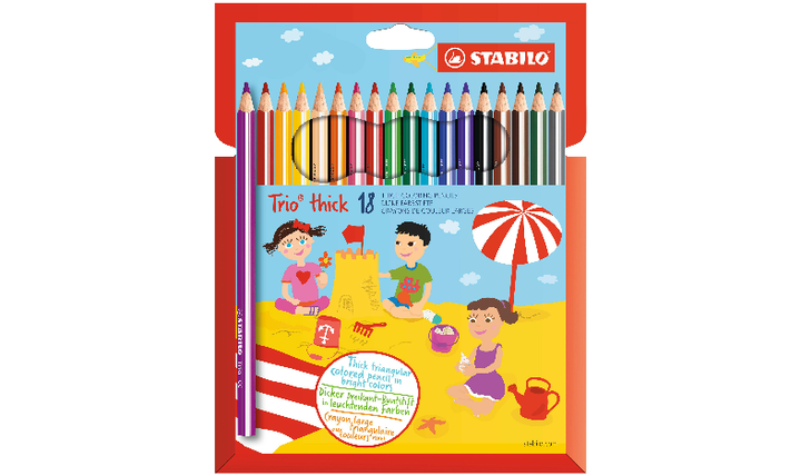 Triangular Colouring Pencil - STABILO Trio thick - Pack of 18 - Assorted Colours