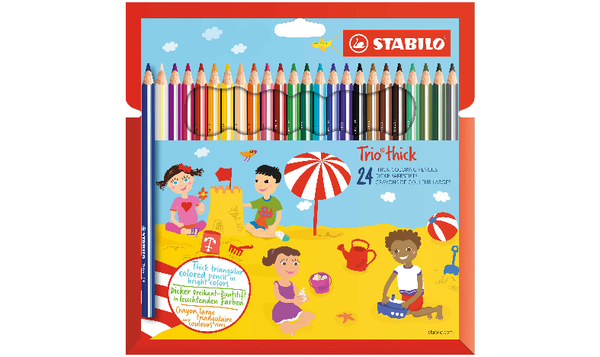 Triangular Colouring Pencil - STABILO Trio thick - Pack of 24 - Assorted Colours