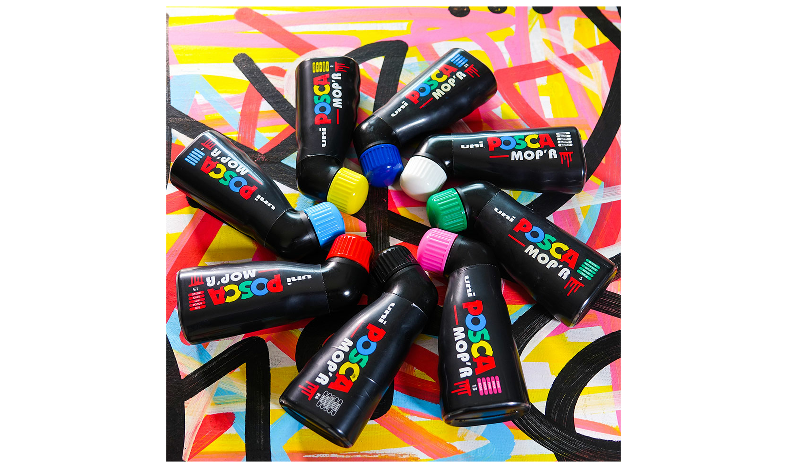 Activating my THICK Blue Posca Mop'r and Drawing with it! #shorts