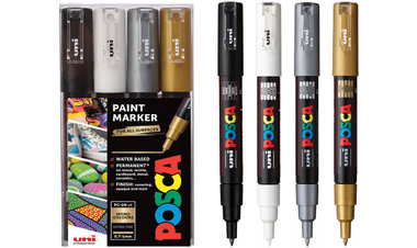 Uni POSCA Marker Pen PC-1M Extra Fine Set of 4 Monotones