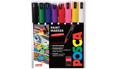 Uni POSCA Marker Pen PC-1MR Ultra-Fine Set of 8 Assorted