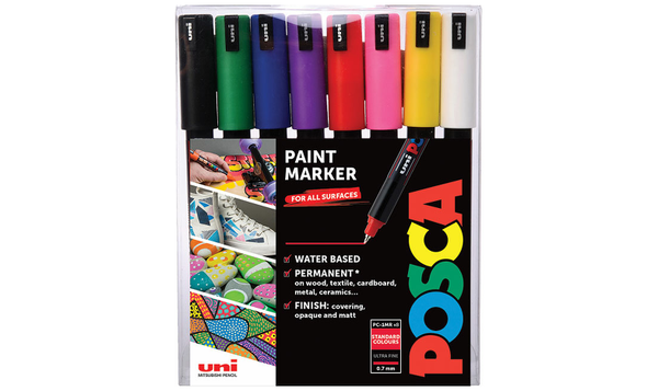 Uni POSCA Marker Pen PC-1MR Ultra-Fine Set of 8 Assorted