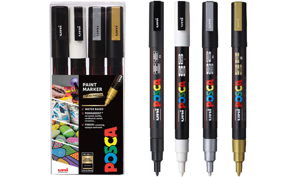 Uni POSCA Marker Pen PC-3M Fine Set of 4 Monotones