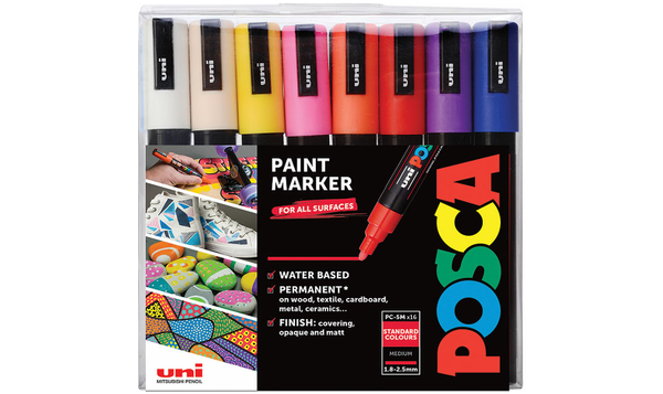 Uni POSCA Marker Pen PC-5M Medium Set of 16 Assorted
