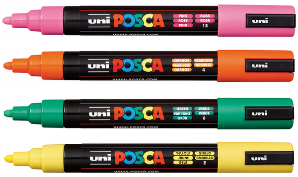 Uni POSCA Marker Pen PC-5M Medium Set of 4 Block