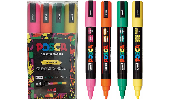 Uni POSCA Marker Pen PC-5M Medium Set of 4 Block