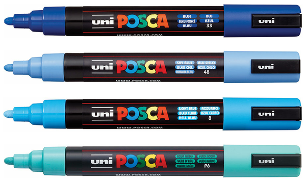 Uni POSCA Marker Pen PC-5M Medium Set of 4 Blues