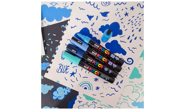 Uni POSCA Marker Pen PC-5M Medium Set of 4 Blues