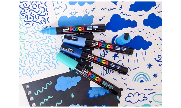 Uni POSCA Marker Pen PC-5M Medium Set of 4 Blues