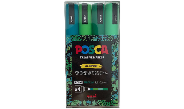 Uni POSCA Marker Pen PC-5M Medium Set of 4 Greens