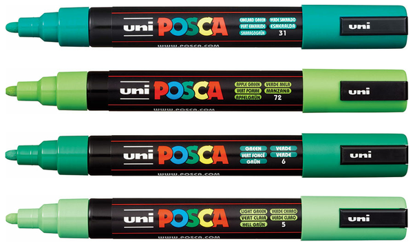 Uni POSCA Marker Pen PC-5M Medium Set of 4 Greens