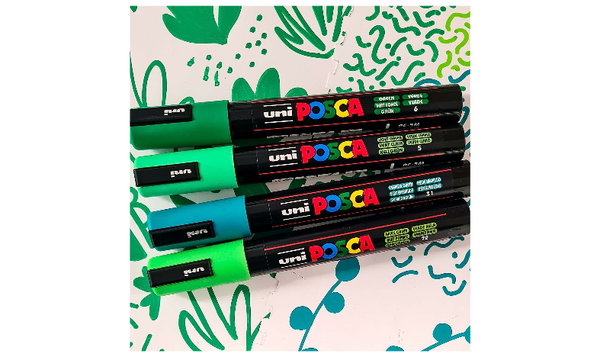 Uni POSCA Marker Pen PC-5M Medium Set of 4 Greens