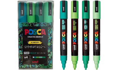 Uni POSCA Marker Pen PC-5M Medium Set of 4 Greens