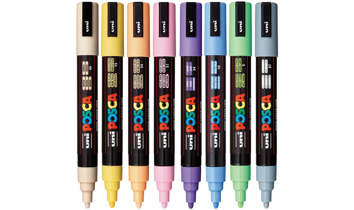 Uni POSCA Marker Pen PC-5M Medium Set of 8 Pale