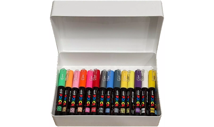 Uni POSCA Marker Pen PC-1M Extra-Fine - Set of 28 Assorted Colours - Gift Boxed