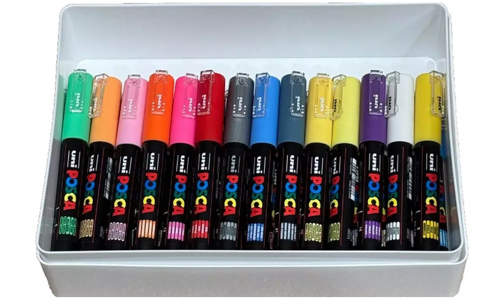 Uni POSCA Marker Pen PC-1M Extra-Fine - Set of 28 Assorted Colours - Gift Boxed
