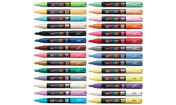 Uni POSCA Marker Pen PC-1M Extra-Fine - Set of 28 Assorted Colours - Gift Boxed