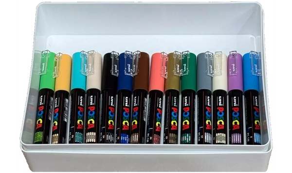 Uni POSCA Marker Pen PC-1M Extra-Fine - Set of 28 Assorted Colours - Gift Boxed