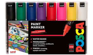 Uni POSCA Marker Pen PC-7M Broad Bullet Set of 8 Assorted